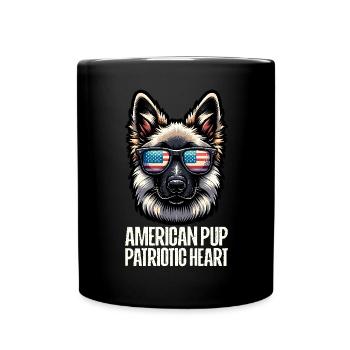 Schäferhund Patriotic Lustiges 4th of July - Tasse einfarbig - Schwarz - Vorne