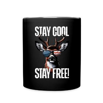 4th of July Stag Patriotic Outfit USA Flag - Full Colour Mug - black - Front