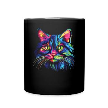 Chat Aquarelles Chats Colorés - Mug uni - noir - Devant