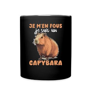 Je m'en fous je suis un capybara - süßes Capybara - Tasse einfarbig - Schwarz - Vorne