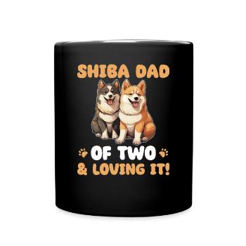 Shiba Inu Shiba Dad of two - Full Colour Mug - black - Front