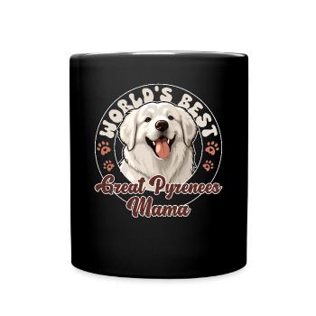 Pyrenean Mountain Dog Great Pyrenees Mama - Full Colour Mug - black - Front