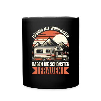 Camper Caravan Campfire Camping holiday - Full Colour Mug - black - Front
