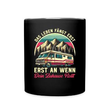 Camper Caravan Campfire Camping holiday - Full Colour Mug - black - Front