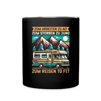Camper Caravan Campfire Camping holiday - Full Colour Mug - black - Front
