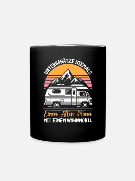 Camper Wohnwagen Lagerfeuer Campingurlaub - Tasse einfarbig - Schwarz