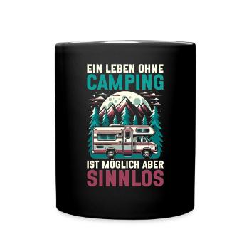 Camper Caravan Campfire Camping holiday - Full Colour Mug - black - Front