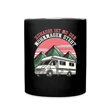 Camper Wohnwagen Lagerfeuer Campingurlaub - Tasse einfarbig - Schwarz - Vorne