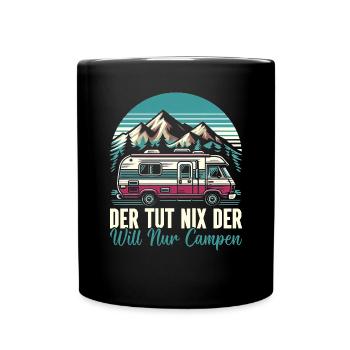 Camper Caravan Campfire Camping holiday - Full Colour Mug - black - Front