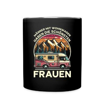 Camper Caravan Campfire Camping holiday - Full Colour Mug - black - Front