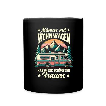 Camper Caravan Campfire Camping holiday - Full Colour Mug - black - Front