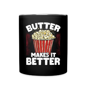 Le beurre rend le pop-corn meilleur - Mug uni - noir - Devant