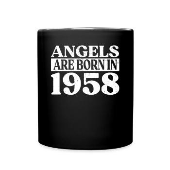 Engel Geboren Im Jahr 1958 Geburtstag - Tasse einfarbig - Schwarz - Vorne