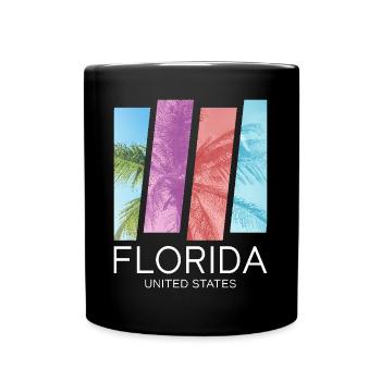 Florida USA Miami America Summer Palm Trees Beach - Full Colour Mug - black - Front