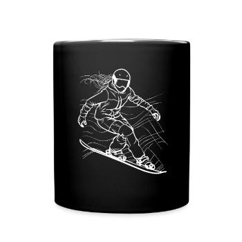 Snowboarderin Line Art - Tasse einfarbig - Schwarz - Vorne