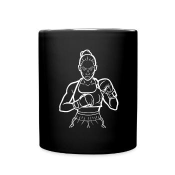 Weiblicher Boxer Line Art - Tasse einfarbig - Schwarz - Vorne