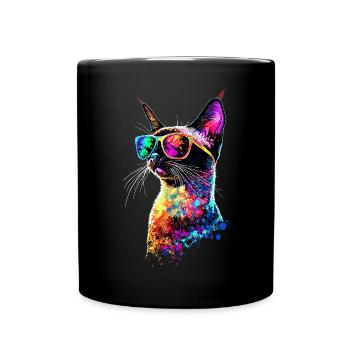 Siamkatze Siam Katze Siamese Cat Siamesen Katzen - Tasse einfarbig - Schwarz - Vorne