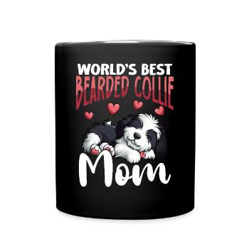 Bearded Collie Dog Beardie Mom - Full Colour Mug - black - Front