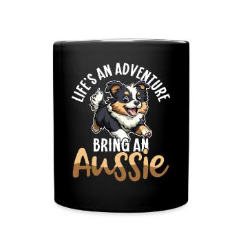 Australian Shepherd Dog Aussie Mom Aussie Dad - Full Colour Mug - black - Front