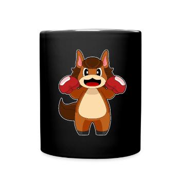 Pferd Boxer Boxhandschuhe Boxen - Tasse einfarbig - Schwarz - Vorne