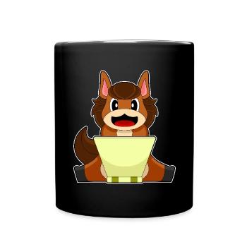 Pferd Laptop - Tasse einfarbig - Schwarz - Vorne