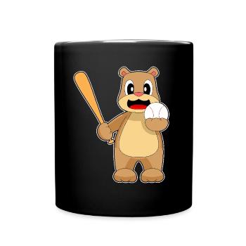 Bear Baseball Baseball Bat - Full Colour Mug - black - Front