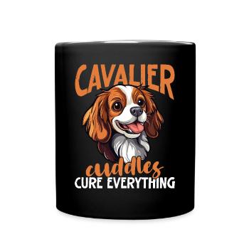 Cavalier King Charles Spaniel Cavalier cuddles - Full Colour Mug - black - Front