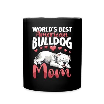 Bouledogue américain blanc Bouledogue américain maman - Mug uni - noir - Devant