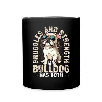 American Bulldog Snuggles and Strength Bulldog - Full Colour Mug - black - Front