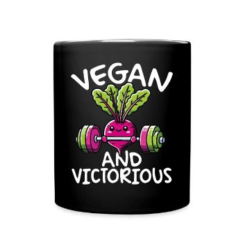 Vegane Und Siegreiche Lustige Pflanzliche Fitness - Tasse einfarbig - Schwarz - Vorne