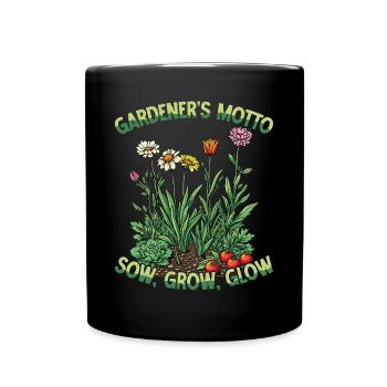 Gärtnermotto Säen Wachsen Leuchten Naturliebhaber - Tasse einfarbig - Schwarz - Vorne