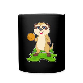 Erdmännchen Basketballspieler Basketball - Tasse einfarbig - Schwarz - Vorne