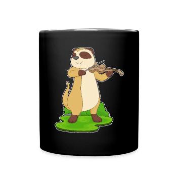 Musicien de suricate Musique de violon - Mug uni - noir - Devant
