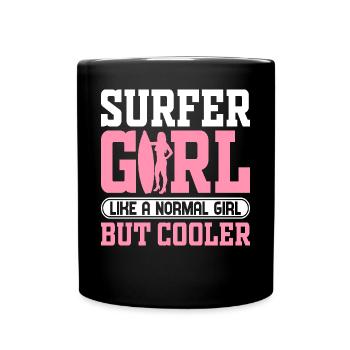 Surfeuse Surf Girl Comme une fille normale, mais - Mug uni - noir - Devant