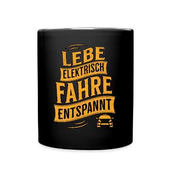 Elektroauto E-Auto Elektromobilität - Tasse einfarbig - Schwarz - Vorne