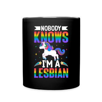 Personne ne sait que je suis une fierté lesbienne LGBTQ Arc-en-ciel - Mug uni - noir - Devant