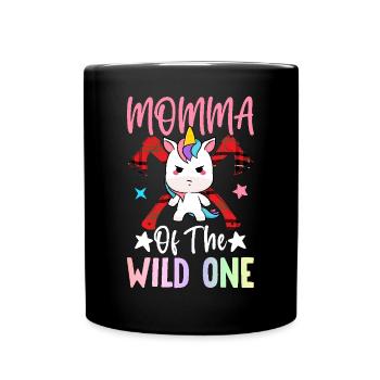 Momma Of Wild One 1 Jahr alt Arborist Geburtstag - Tasse einfarbig - Schwarz - Vorne