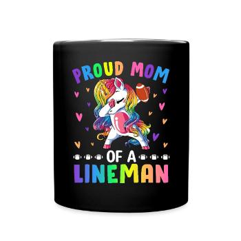Proud Mom Of A Lineman Mom Football Graphic For - Full Colour Mug - black - Front