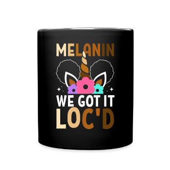 Mélanine Nous l’avons localisé Peau brune Noir Afro - Mug uni - noir - Devant
