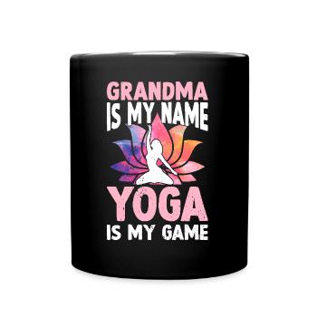 Mamie c’est mon nom Le Yoga c’est mon jeu - Yoga Mamie - Mug uni - noir - Devant