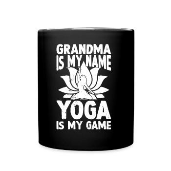 Mamie est mon nom Le yoga est mon jeu - Yoga - Mug uni - noir - Devant