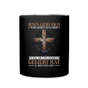 Jesus Christlich Katholiken Gläubiger Gottesdienst - Tasse einfarbig - Schwarz - Vorne