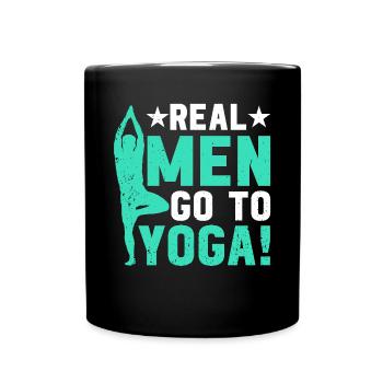 Funny Yoga Meditation - Les vrais hommes vont au yoga - Mug uni - noir - Devant
