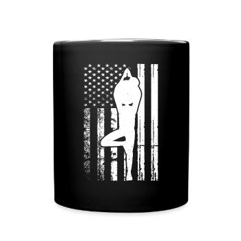 Yoga Meditation - US Flag Yoga Pose - Full Colour Mug - black - Front