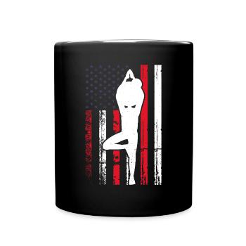 Yoga Meditation - America Flag with yoga pose - Full Colour Mug - black - Front