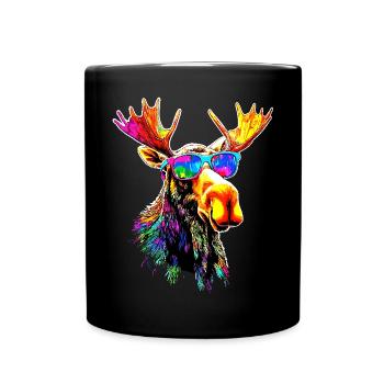 Moose Mosses Bull Elk Antlers Deer Wild Moose - Full Colour Mug - black - Front