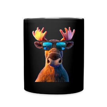 Moose Mosses Bull Elk Antlers Deer Wild Moose - Full Colour Mug - black - Front