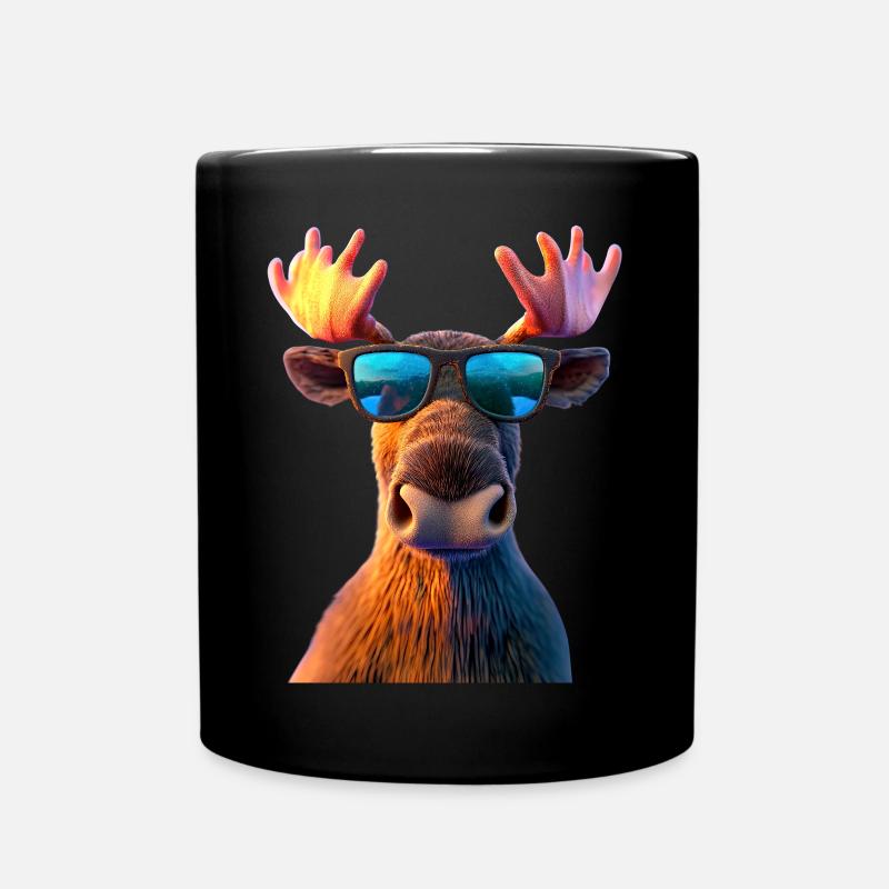 Elch Moose Elchbulle Geweih Hirsch Wilde Elche - Tasse einfarbig - Schwarz