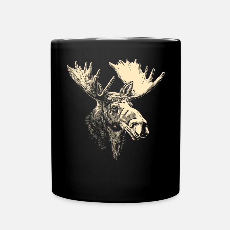 Elch Moose Elchbulle Geweih Hirsch Wilde Elche - Tasse einfarbig - Schwarz