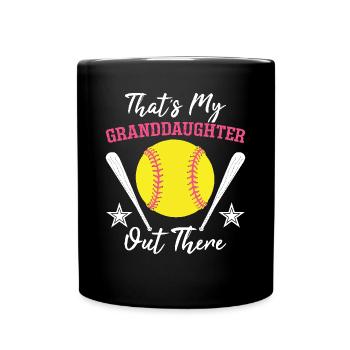 Softball Das ist meine Enkelin da draußen - Tasse einfarbig - Schwarz - Vorne